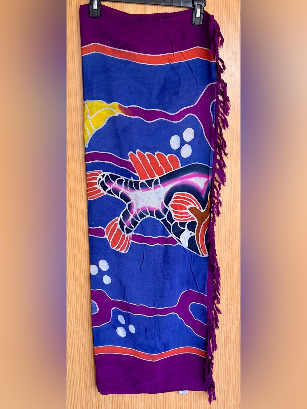 Vibrant Batik Purple & Blue Fish-Print Pareo Wrap